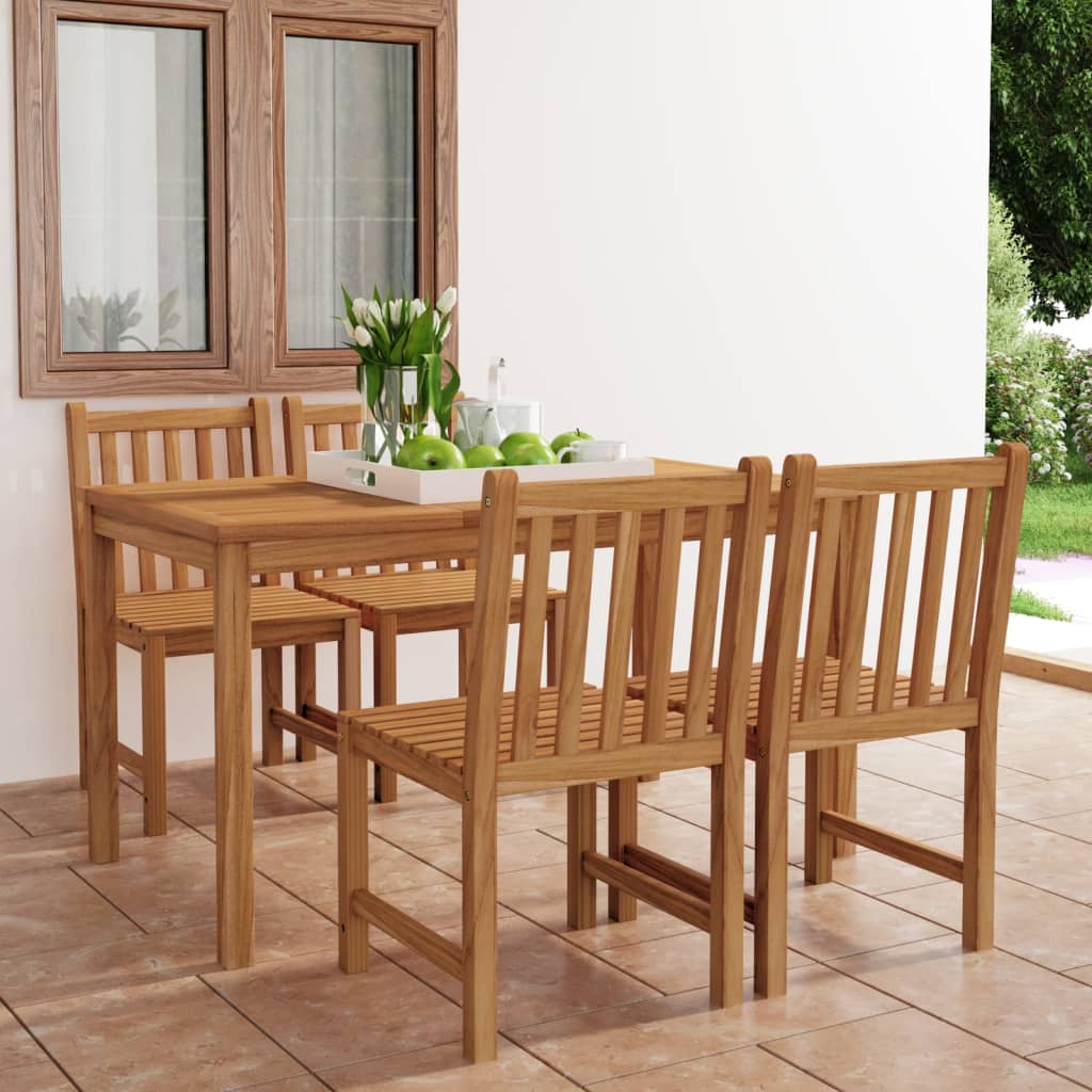 5 Piece Garden Dining Set 140X80 Cm Solid Teak Wood