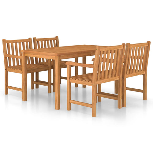 5 Piece Garden Dining Set 140X80 Cm Solid Teak Wood