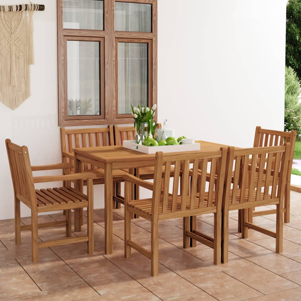 5 Piece Garden Dining Set 140X80 Cm Solid Teak Wood