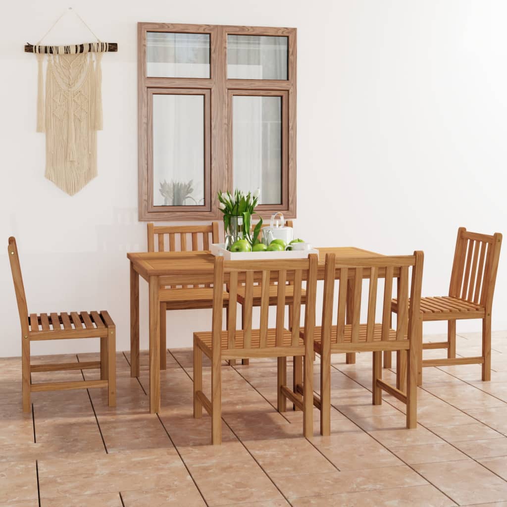 7 Piece Garden Dining Set 150X90 Cm Solid Teak Wood