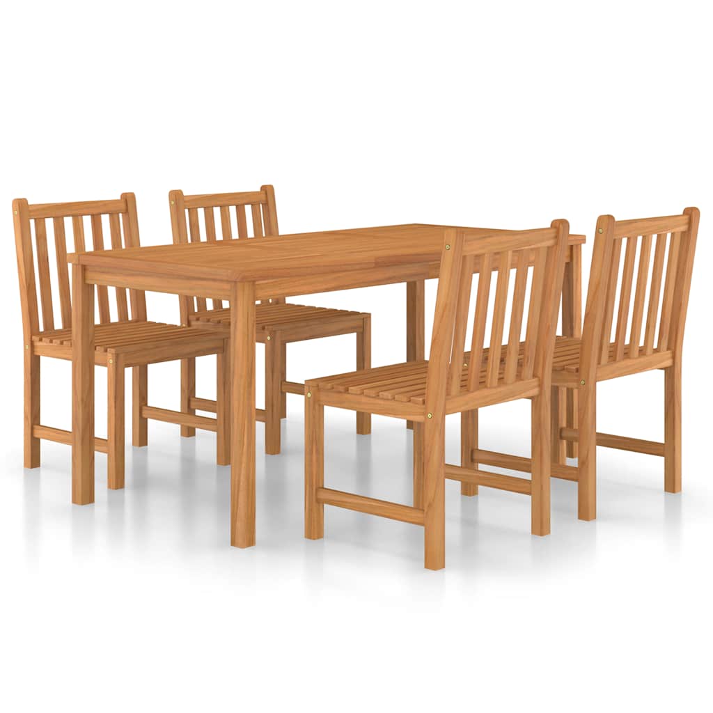 Outdoor Furniture Set 5 Piece Garden Dining 160X80 Cm Solid Teak Wood With Armre