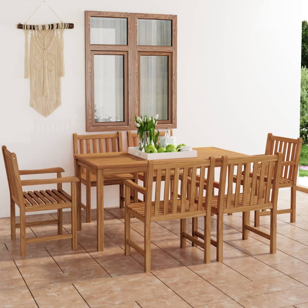 5 Piece Garden Dining Set 160X80 Cm Solid Teak Wood