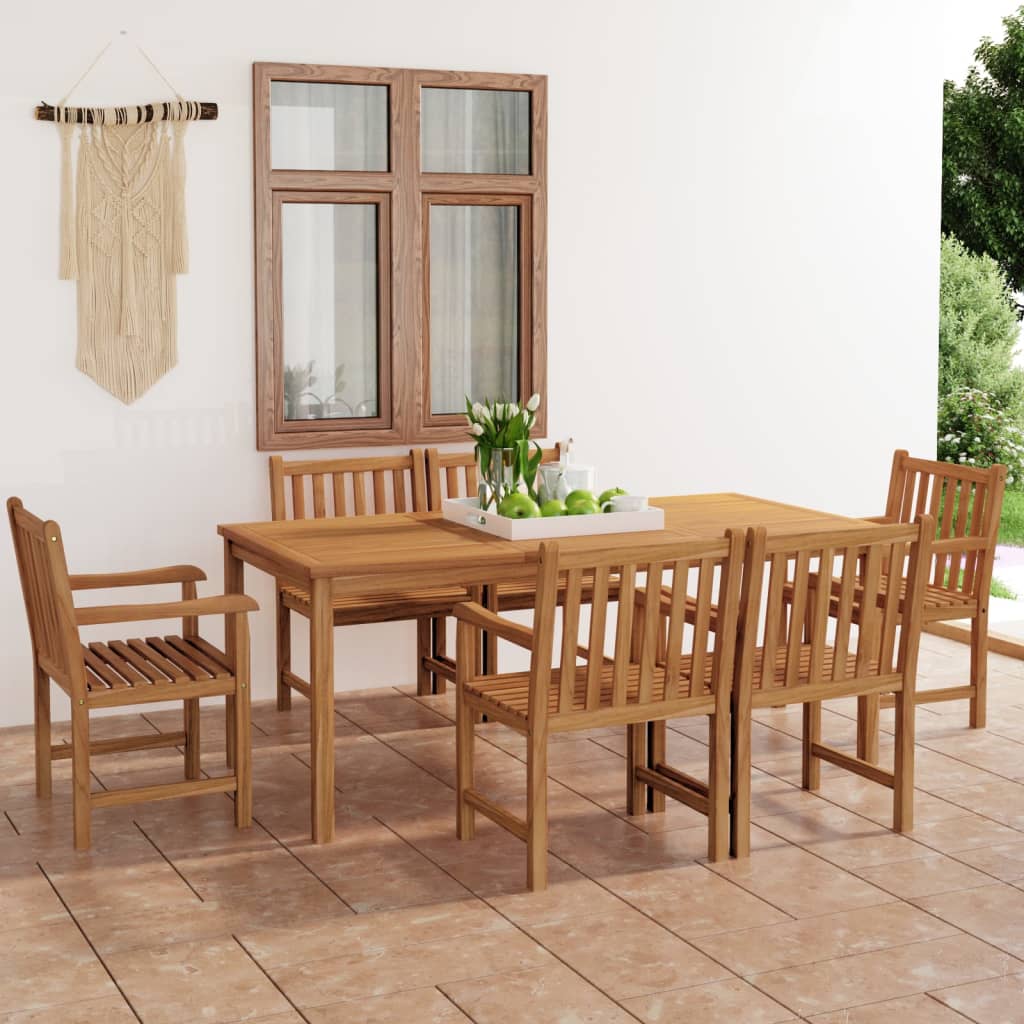 5 Piece Garden Dining Set 180X90 Cm Solid Teak Wood