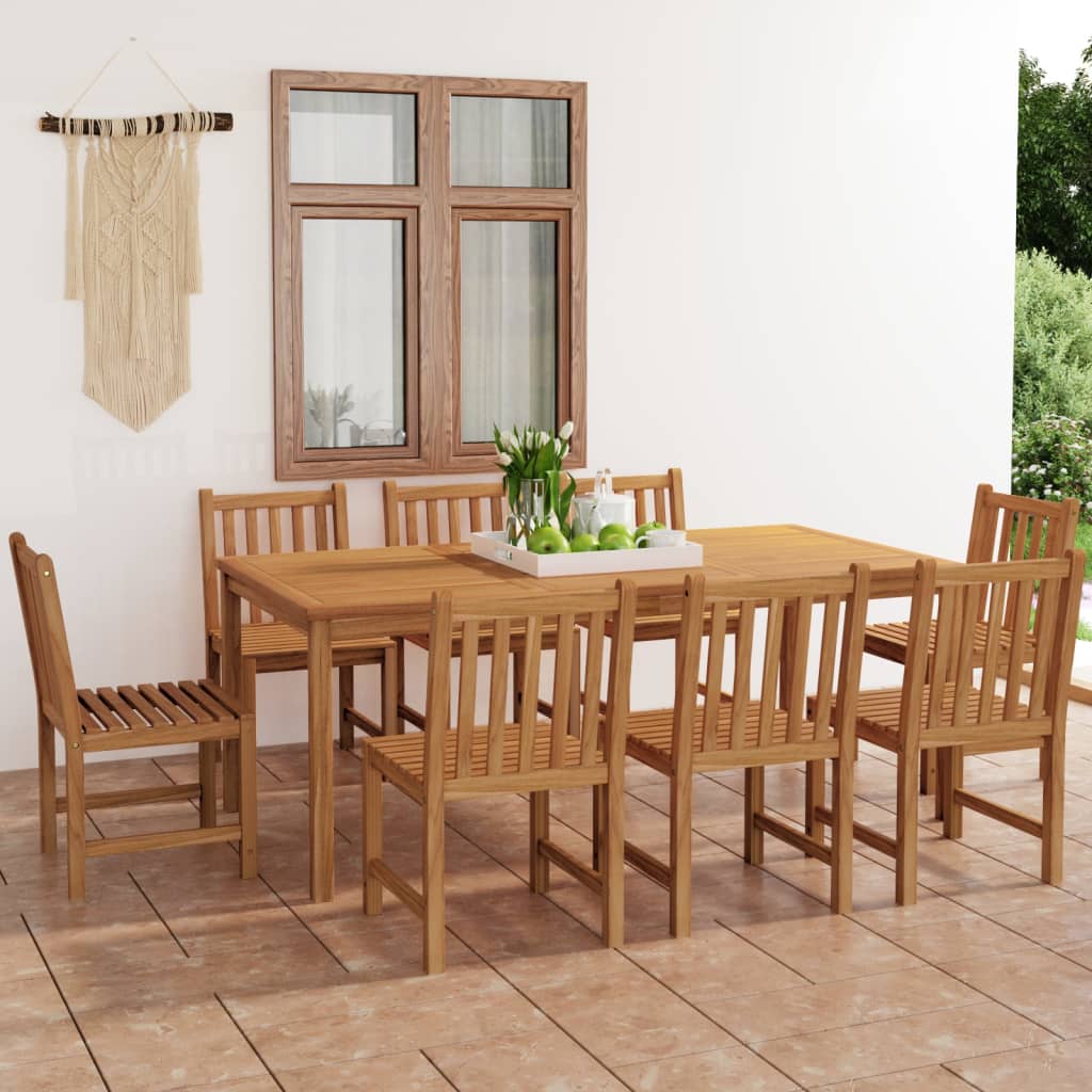 9 Piece Garden Dining Set 200X100 Cm Solid Teak Wood