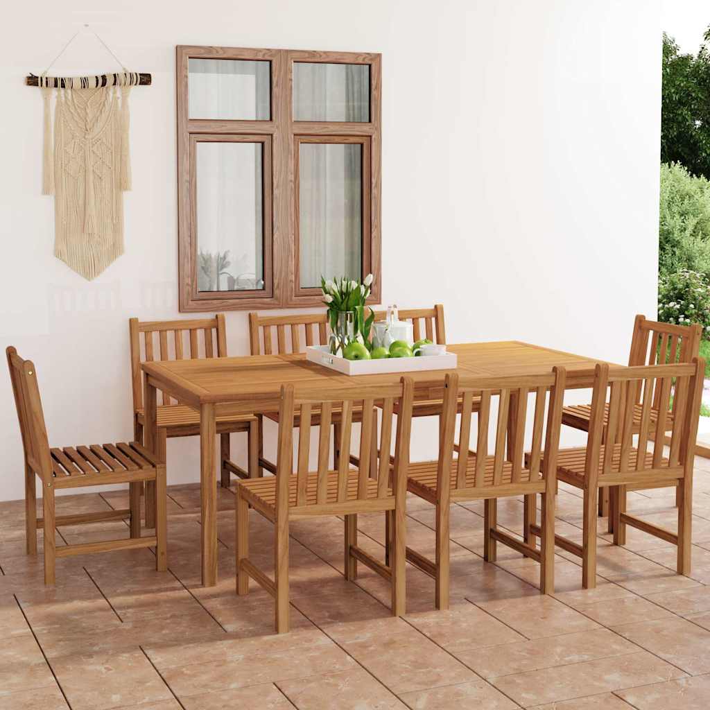 9 Piece Garden Dining Set 200X100 Cm Solid Teak Wood