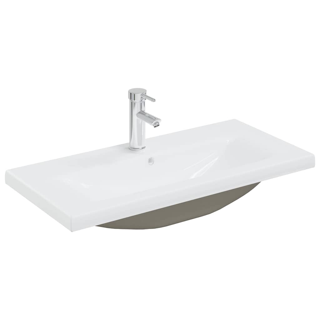 Bathroom Countertop Basin with Faucet White Ceramic 81 x 39 x 18cm