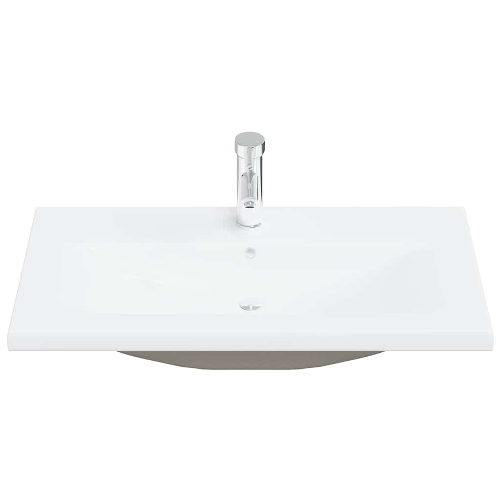 Bathroom Countertop Basin with Faucet White Ceramic 81 x 39 x 18cm