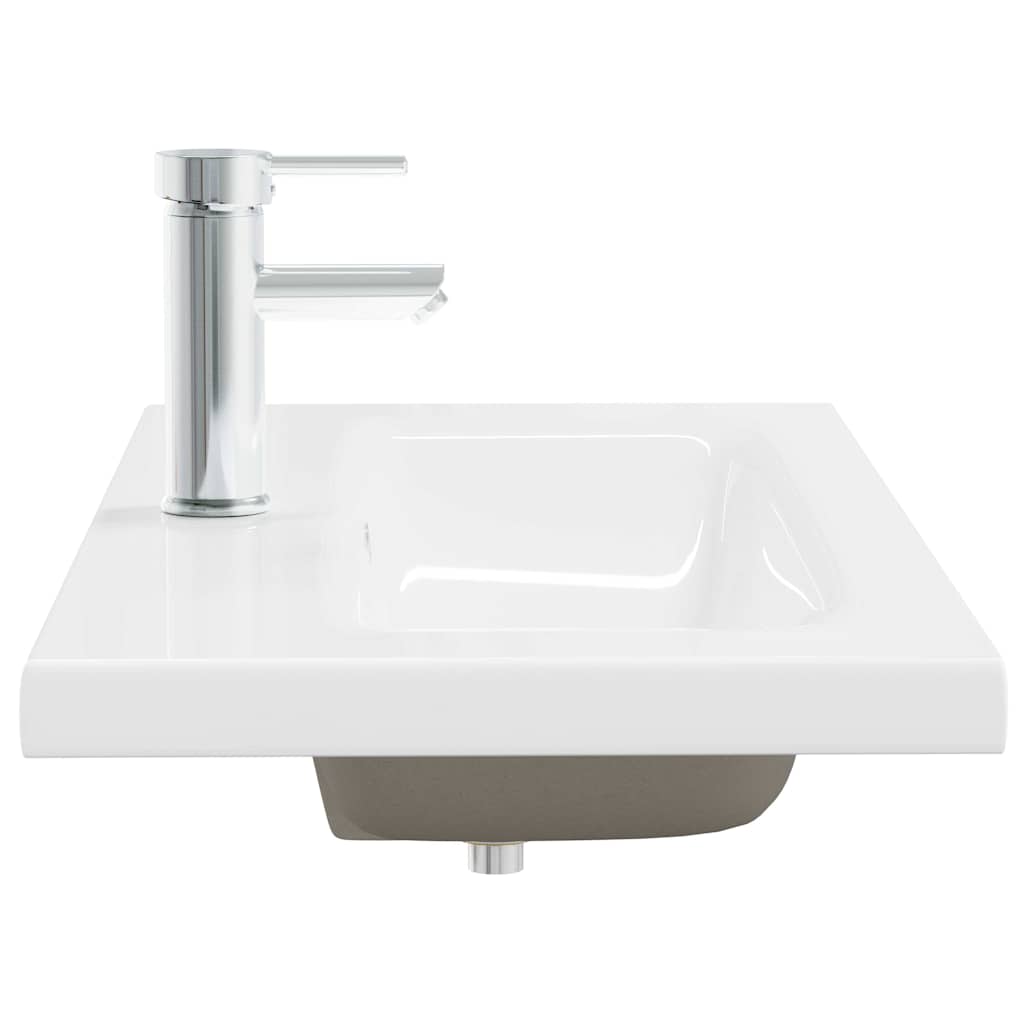 Bathroom Countertop Basin with Faucet White Ceramic 81 x 39 x 18cm