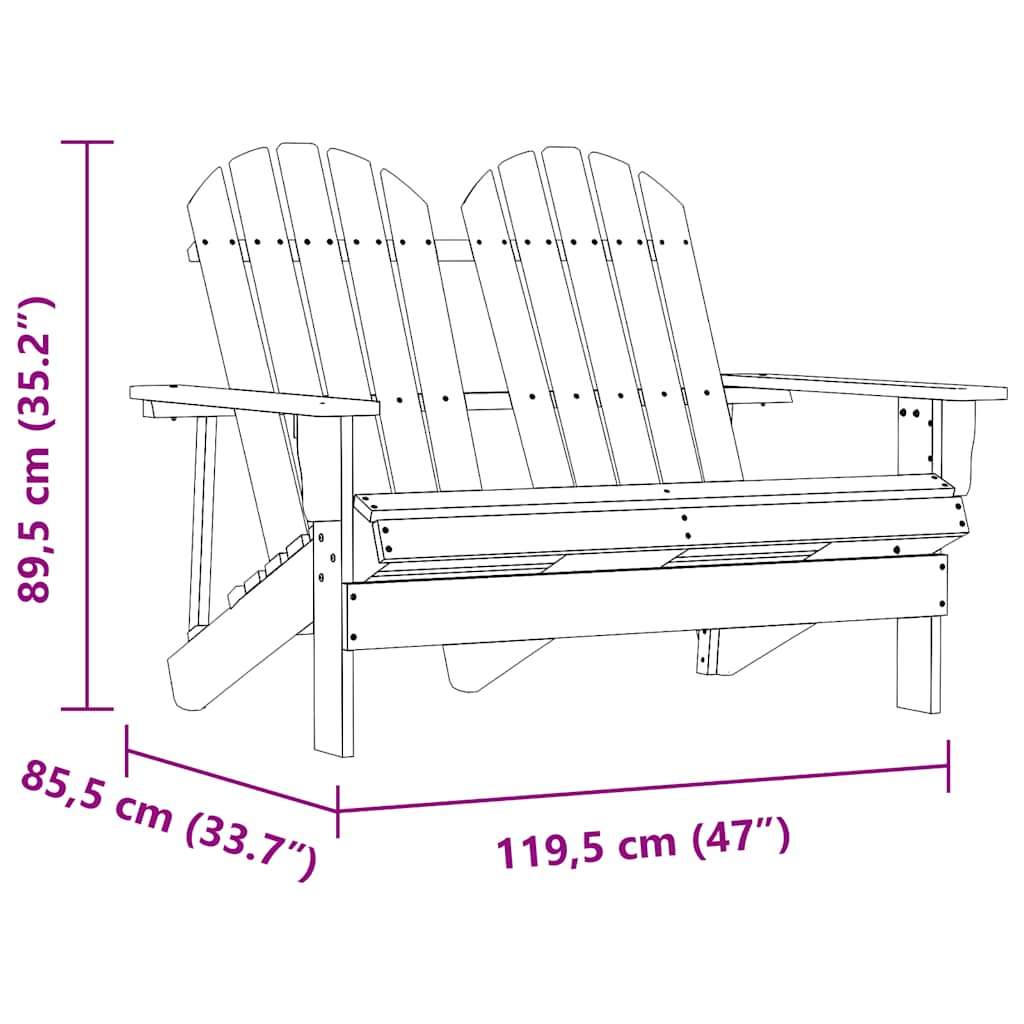 2-Seater Garden Adirondack Chair Solid Fir Wood