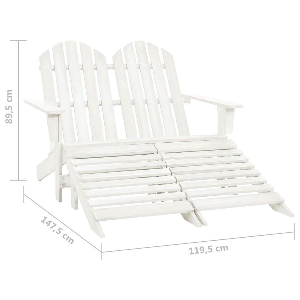 2 Seater Garden Adirondack Chair Ottoman Fir Wood - Model 315909