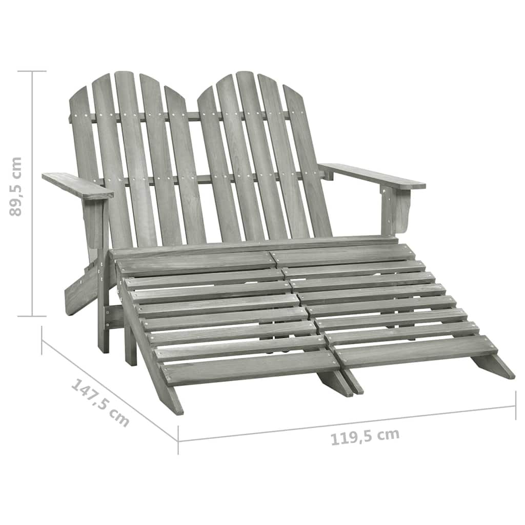 2 Seater Garden Adirondack Chair Ottoman Fir Wood - Model 315909