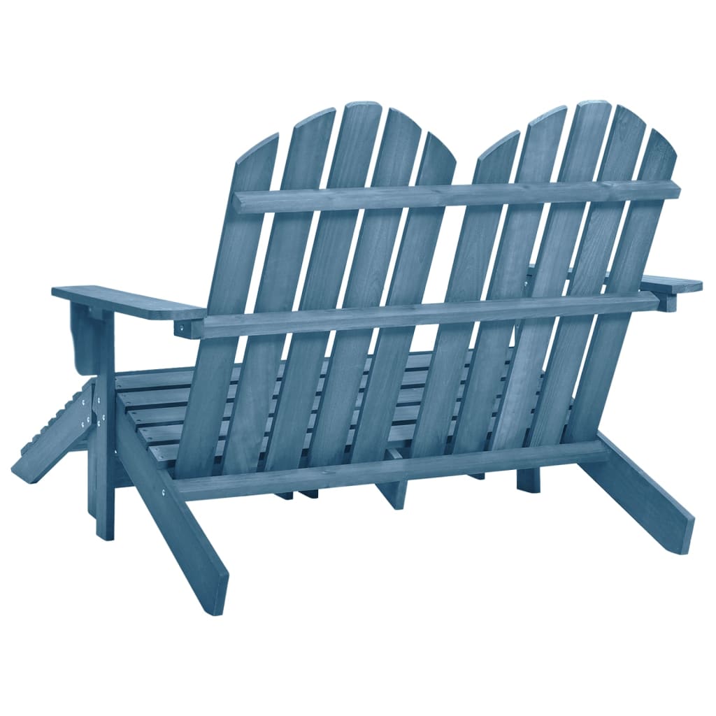 2-Seater Garden Adirondack Chair&Ottoman Fir Wood