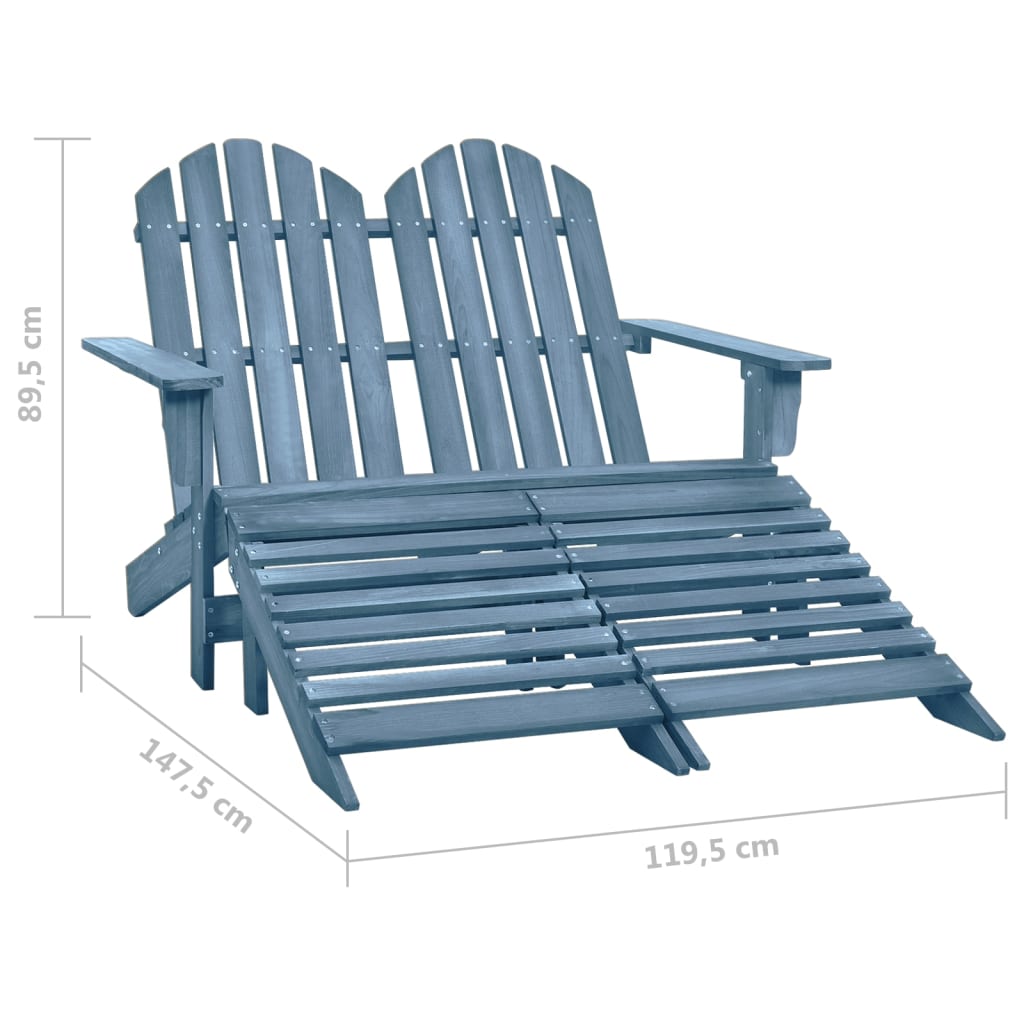 2-Seater Garden Adirondack Chair&Ottoman Fir Wood