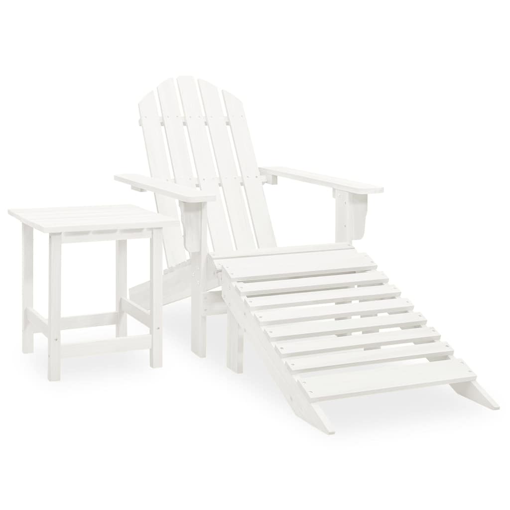 Outdoor Furniture Set Garden Adirondack Chair Ottoman&Table Solid Fir Wood white