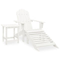 Outdoor Furniture Set Garden Adirondack Chair Ottoman&Table Solid Fir Wood white