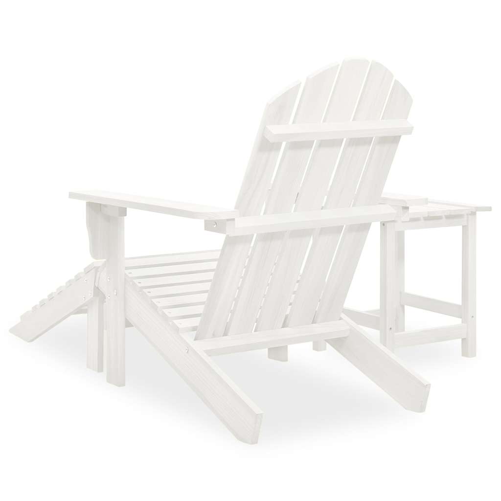 Outdoor Furniture Set Garden Adirondack Chair Ottoman&Table Solid Fir Wood white