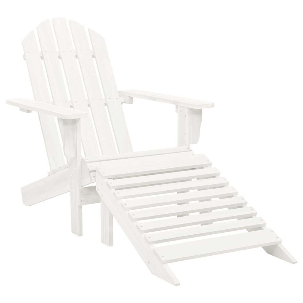 Outdoor Furniture Set Garden Adirondack Chair Ottoman&Table Solid Fir Wood white