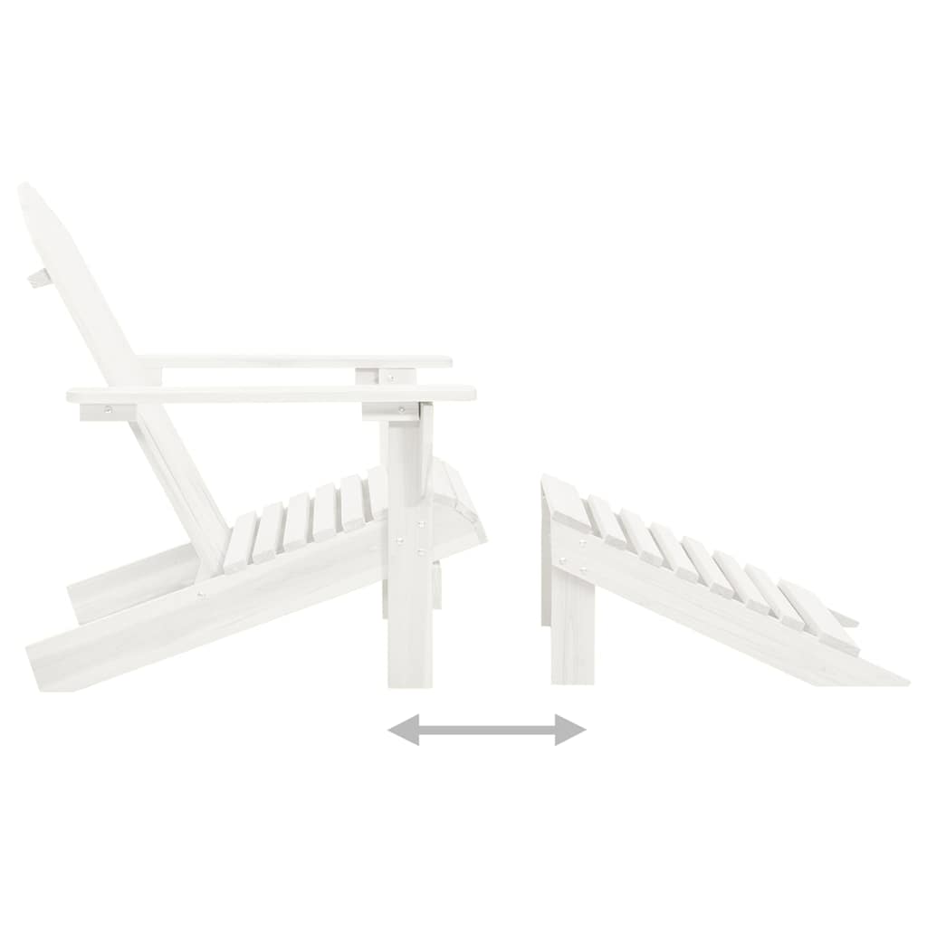 Outdoor Furniture Set Garden Adirondack Chair Ottoman&Table Solid Fir Wood white