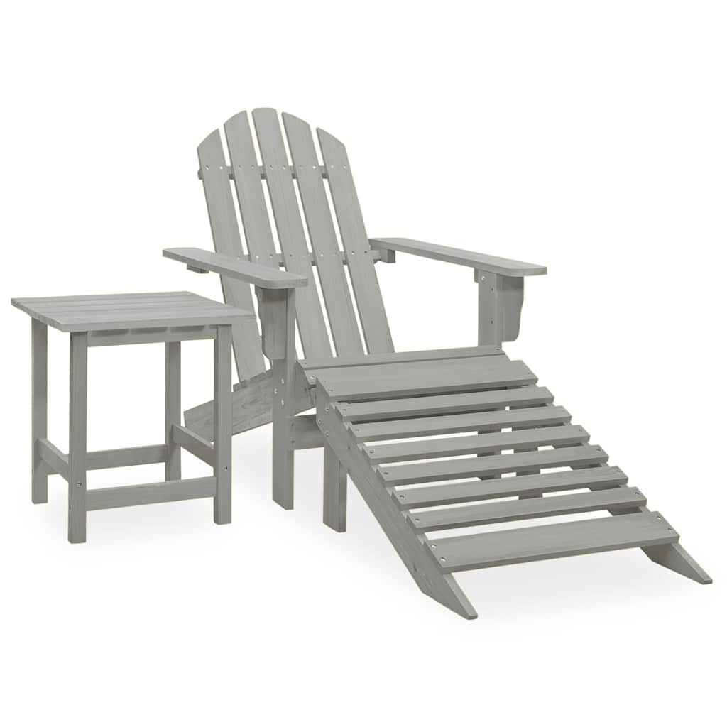 Outdoor Furniture Set Garden Adirondack Chair Ottoman&Table Solid Fir Wood white