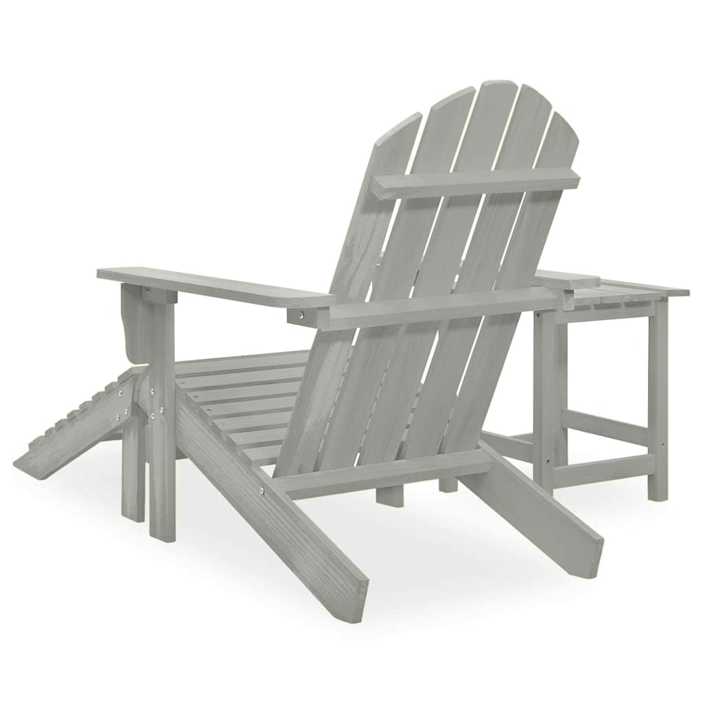 Outdoor Furniture Set Garden Adirondack Chair Ottoman&Table Solid Fir Wood white