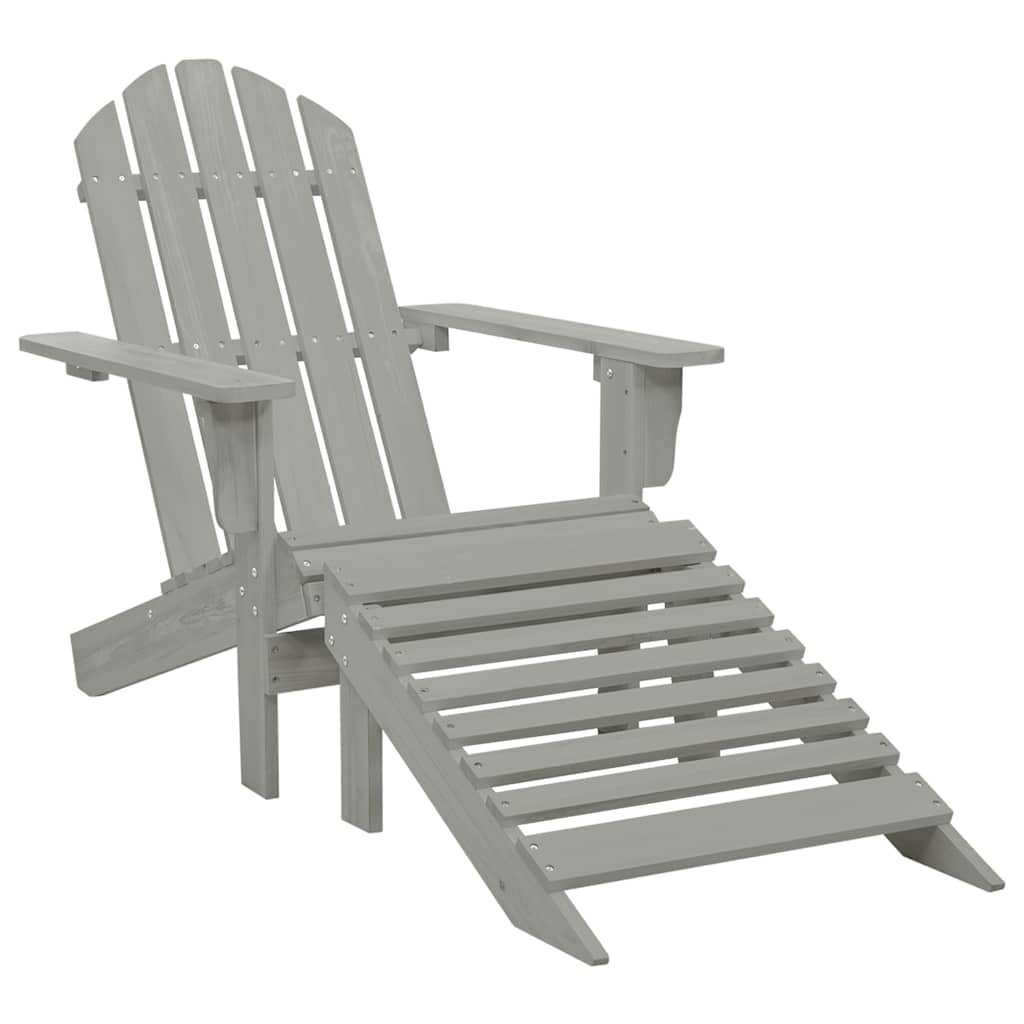 Outdoor Furniture Set Garden Adirondack Chair Ottoman&Table Solid Fir Wood white