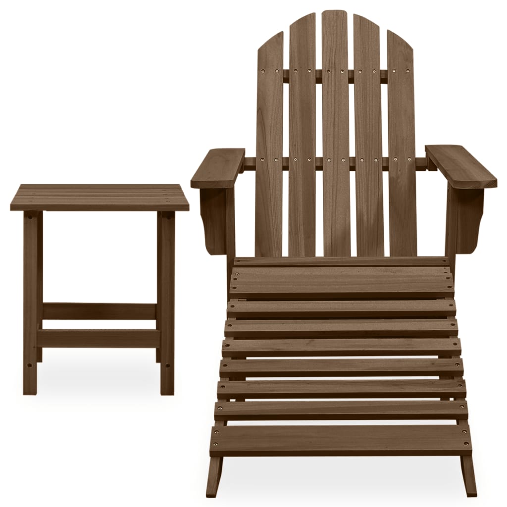 Garden Adirondack Chair With Ottoman&Table Solid Fir Wood