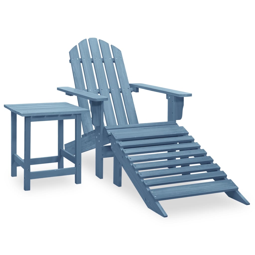 Garden Adirondack Chair With Ottoman&Table Solid Fir Wood
