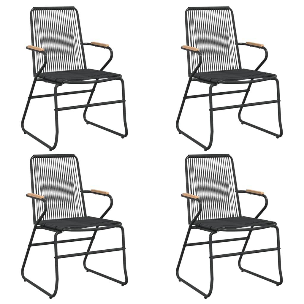5 Piece Garden Dining Set Black Pvc Rattan