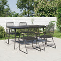 5 Piece Garden Dining Set Black Pvc Rattan