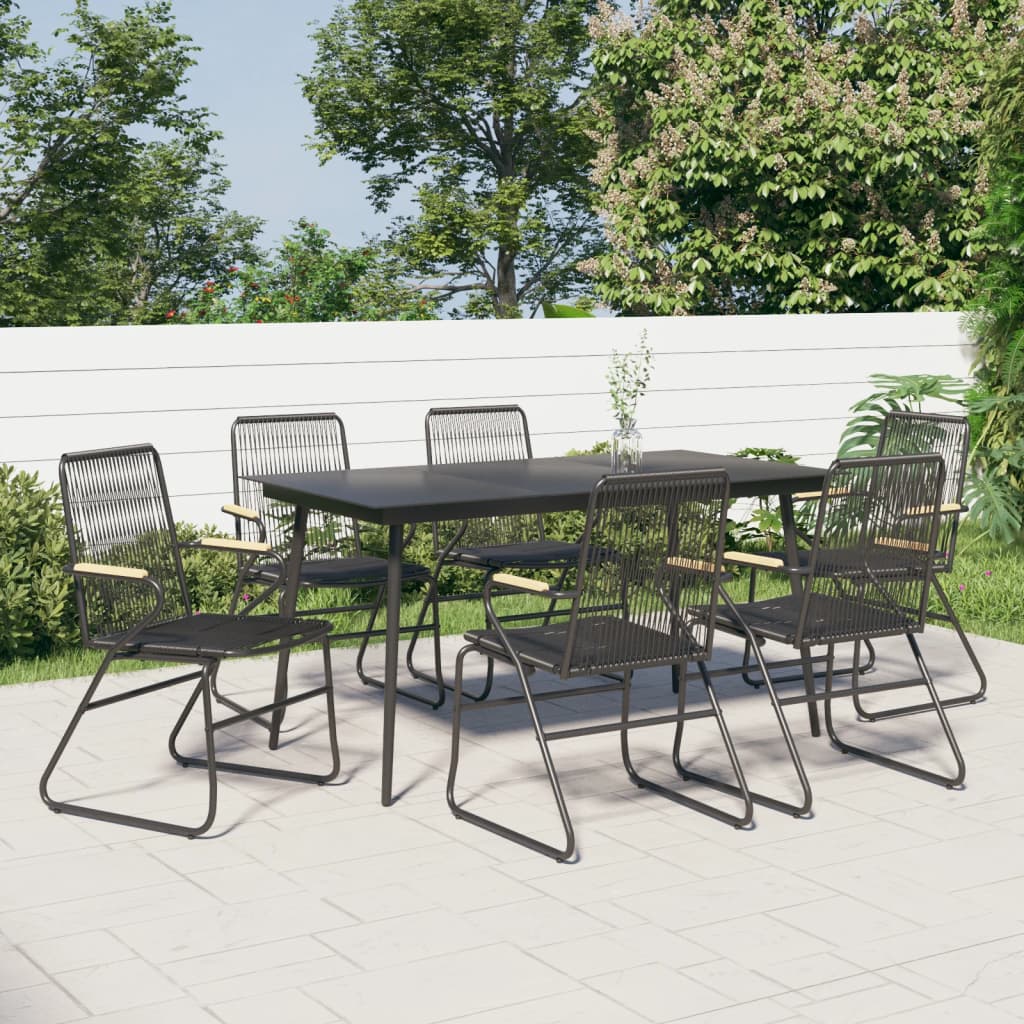 5 Piece Garden Dining Set Black Pvc Rattan