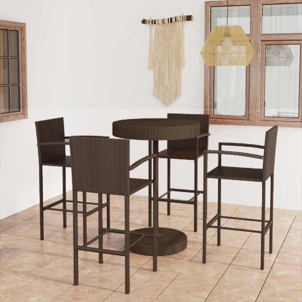 5 Piece Garden Bar Poly Rattan