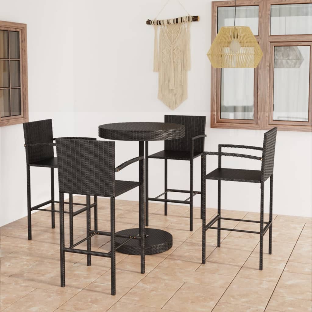 5 Piece Garden Bar Poly Rattan