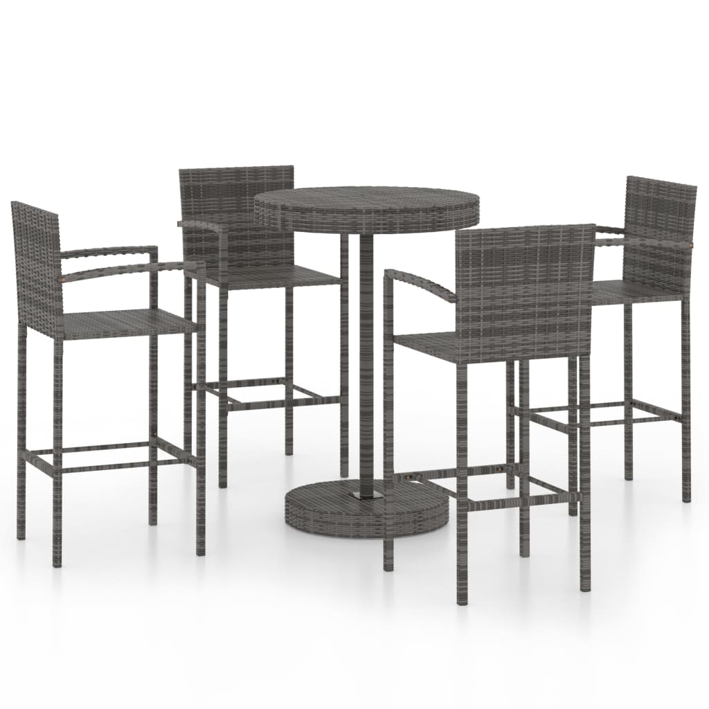 5 Piece Garden Bar Poly Rattan