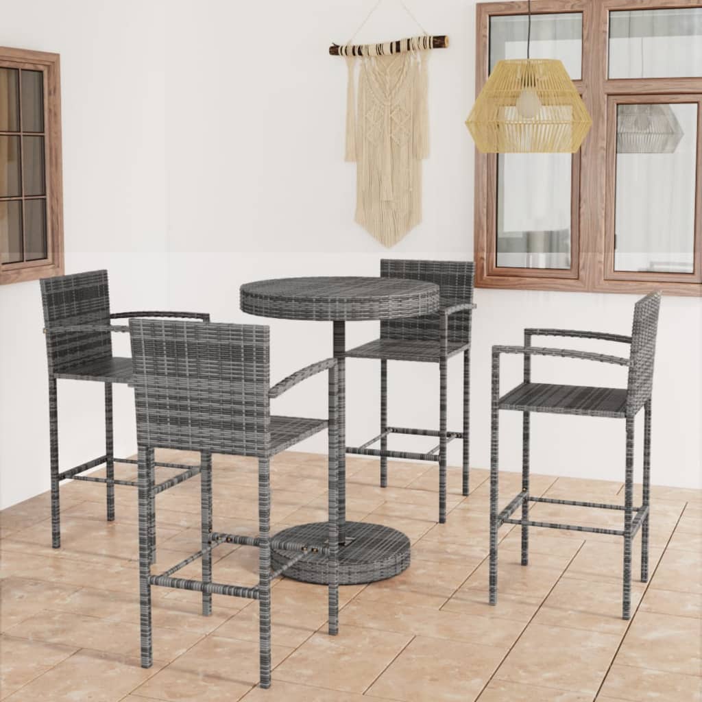 5 Piece Garden Bar Poly Rattan