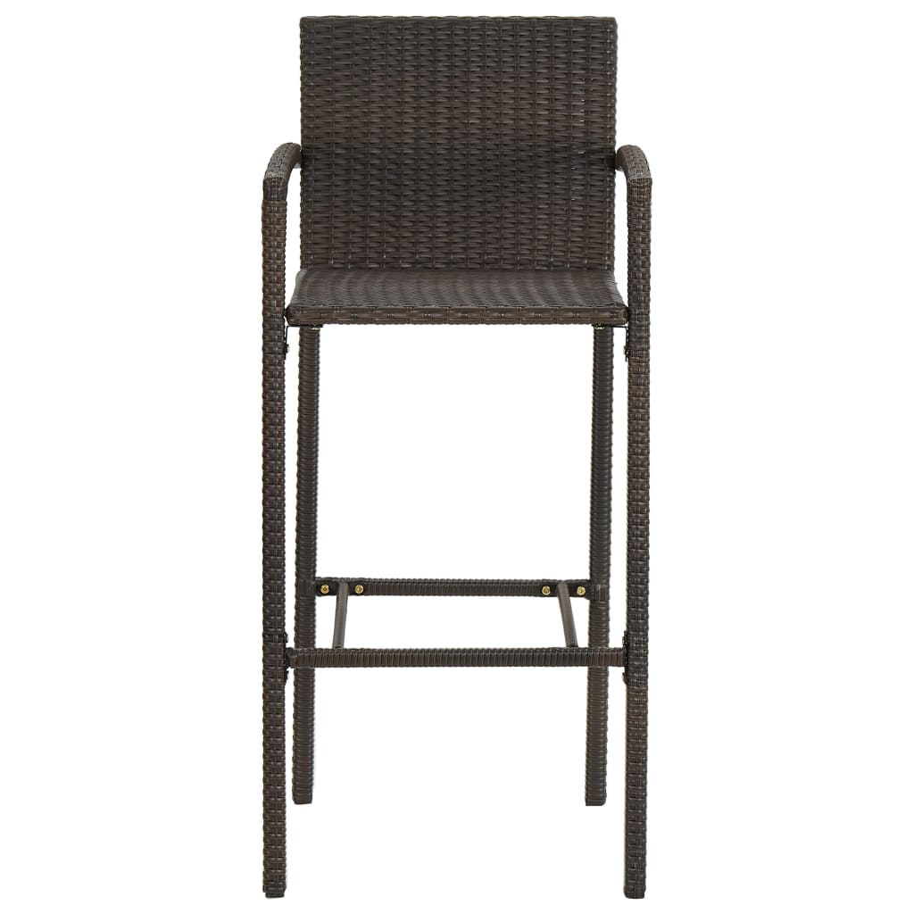 5 Piece Outdoor Bar Set With Armrest Poly Rattan Brown