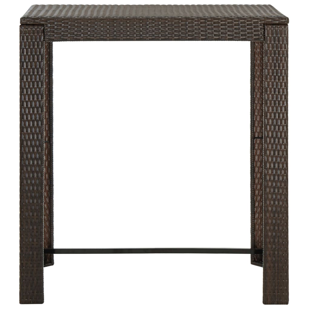 5 Piece Outdoor Bar Set With Armrest Poly Rattan Brown