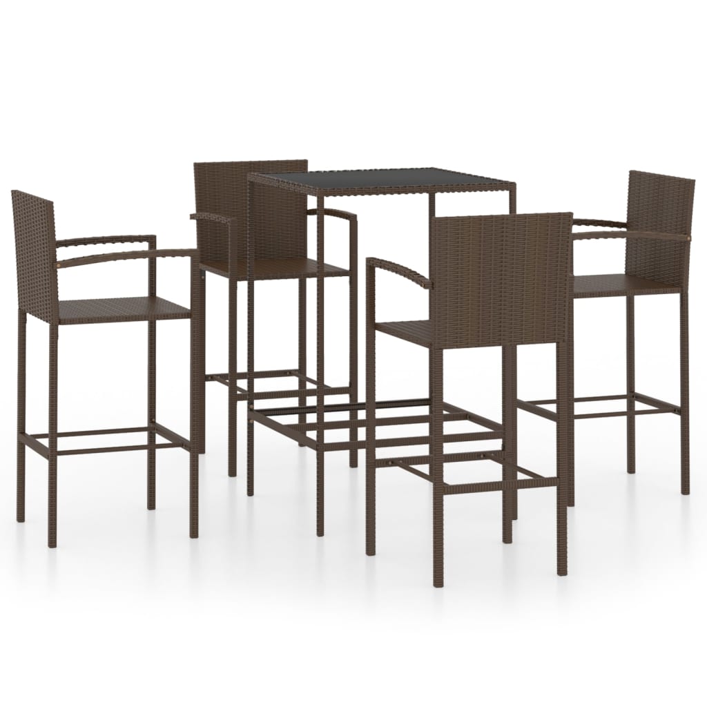 5 Piece Garden Bar Set Poly Rattan