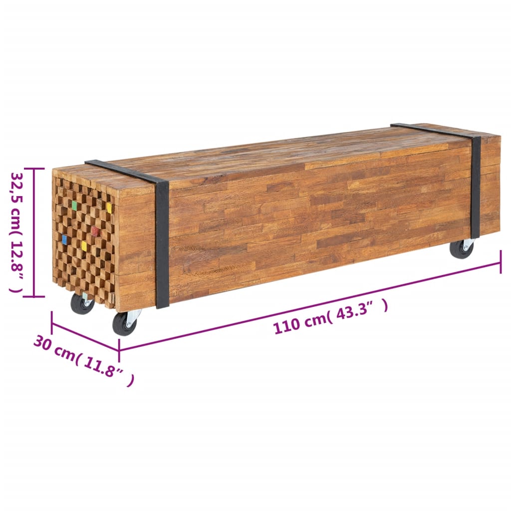 Tv Stand 110X30X32.5 Cm Solid Teak Wood