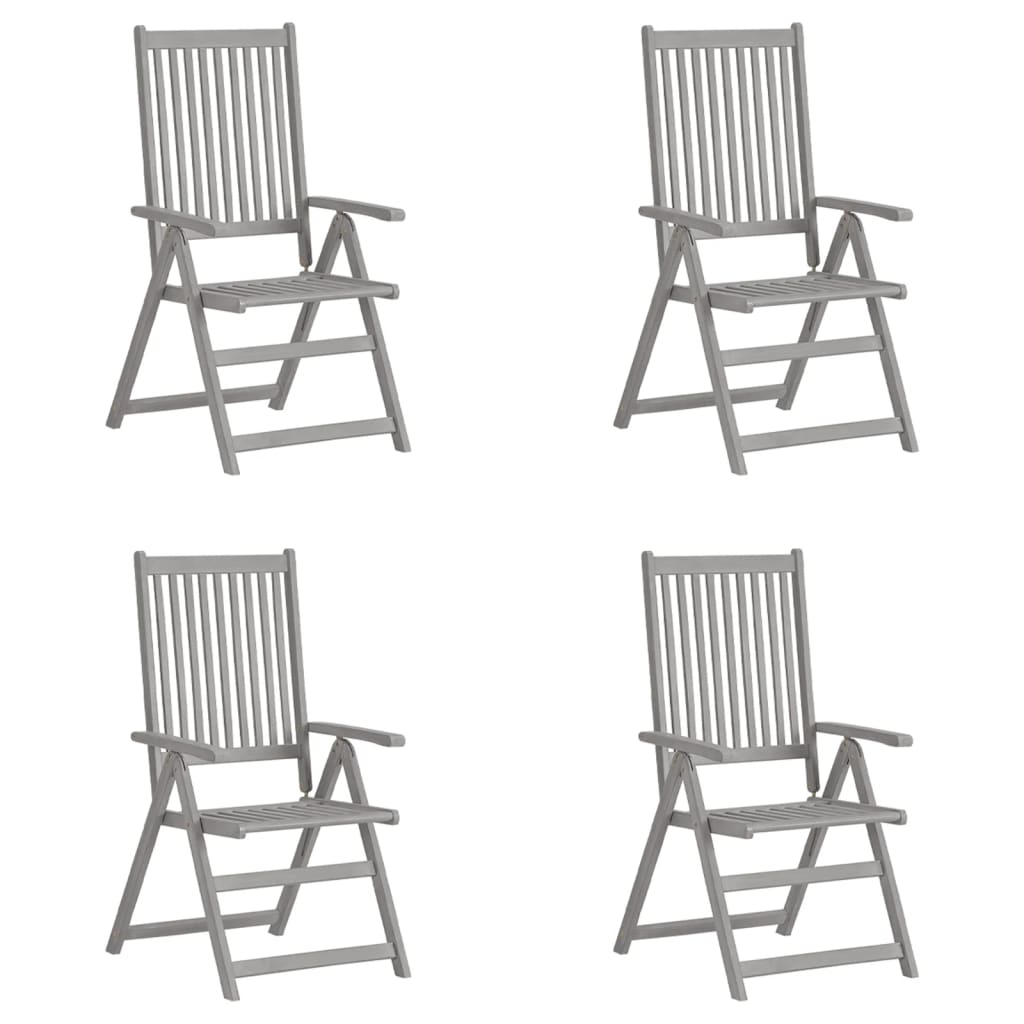 Garden Reclining Chairs 3 Pcs Grey Solid Acacia Wood
