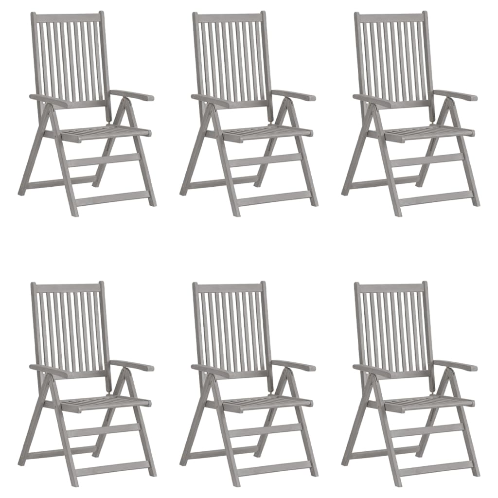 Garden Reclining Chairs 3 Pcs Grey Solid Acacia Wood