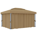 Gazebo With Curtain 4X3 M Taupe Aluminium