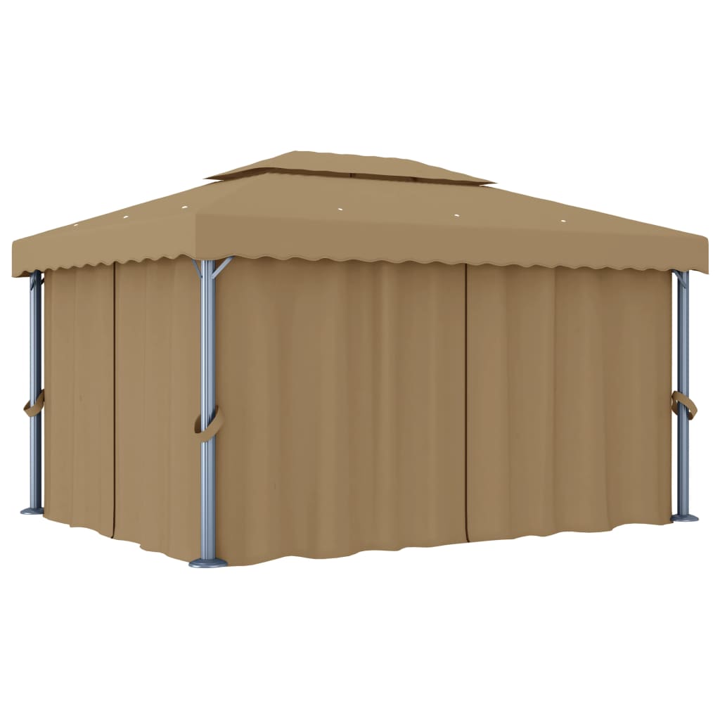 Gazebo With Curtain 4X3 M Taupe Aluminium