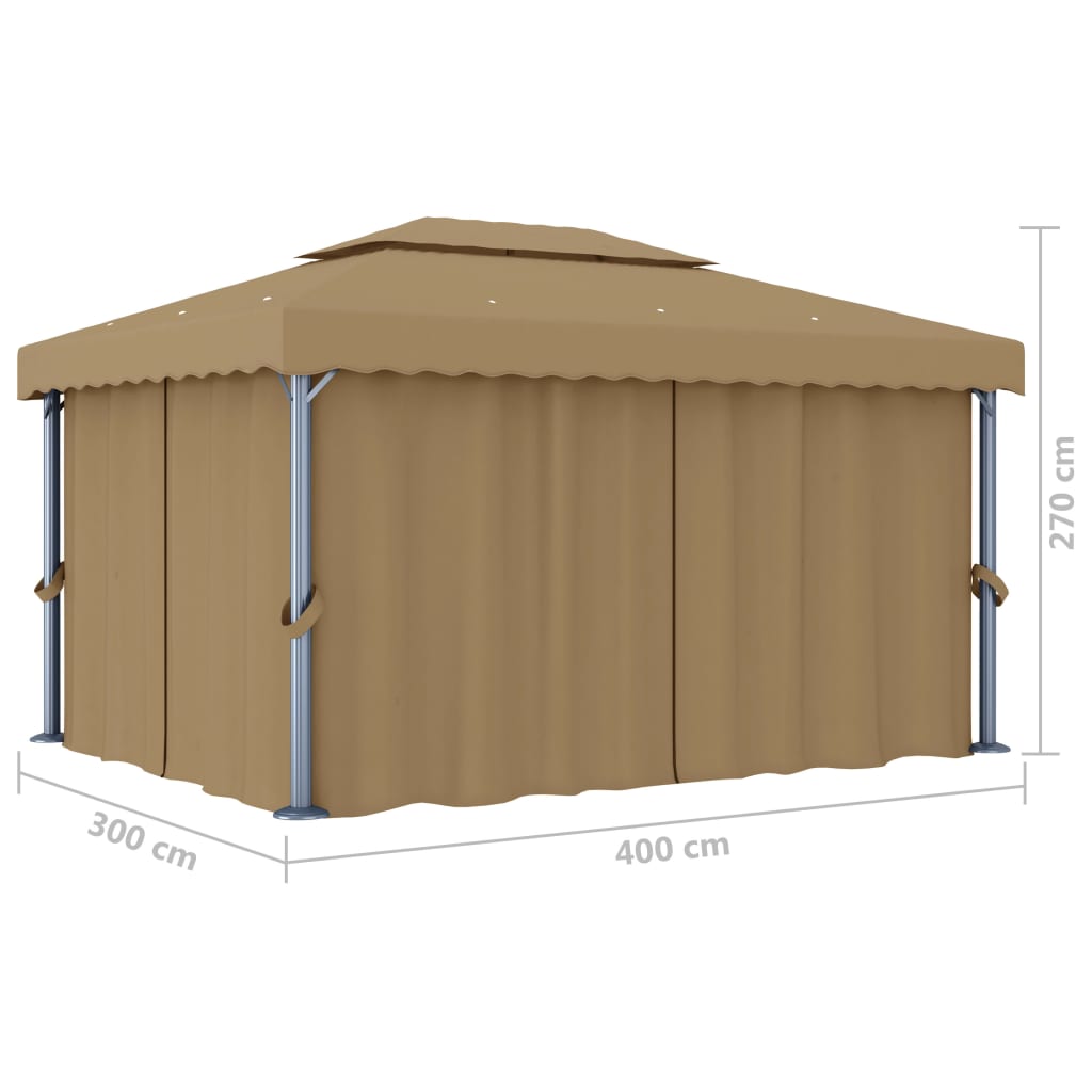 Gazebo With Curtain 4X3 M Taupe Aluminium