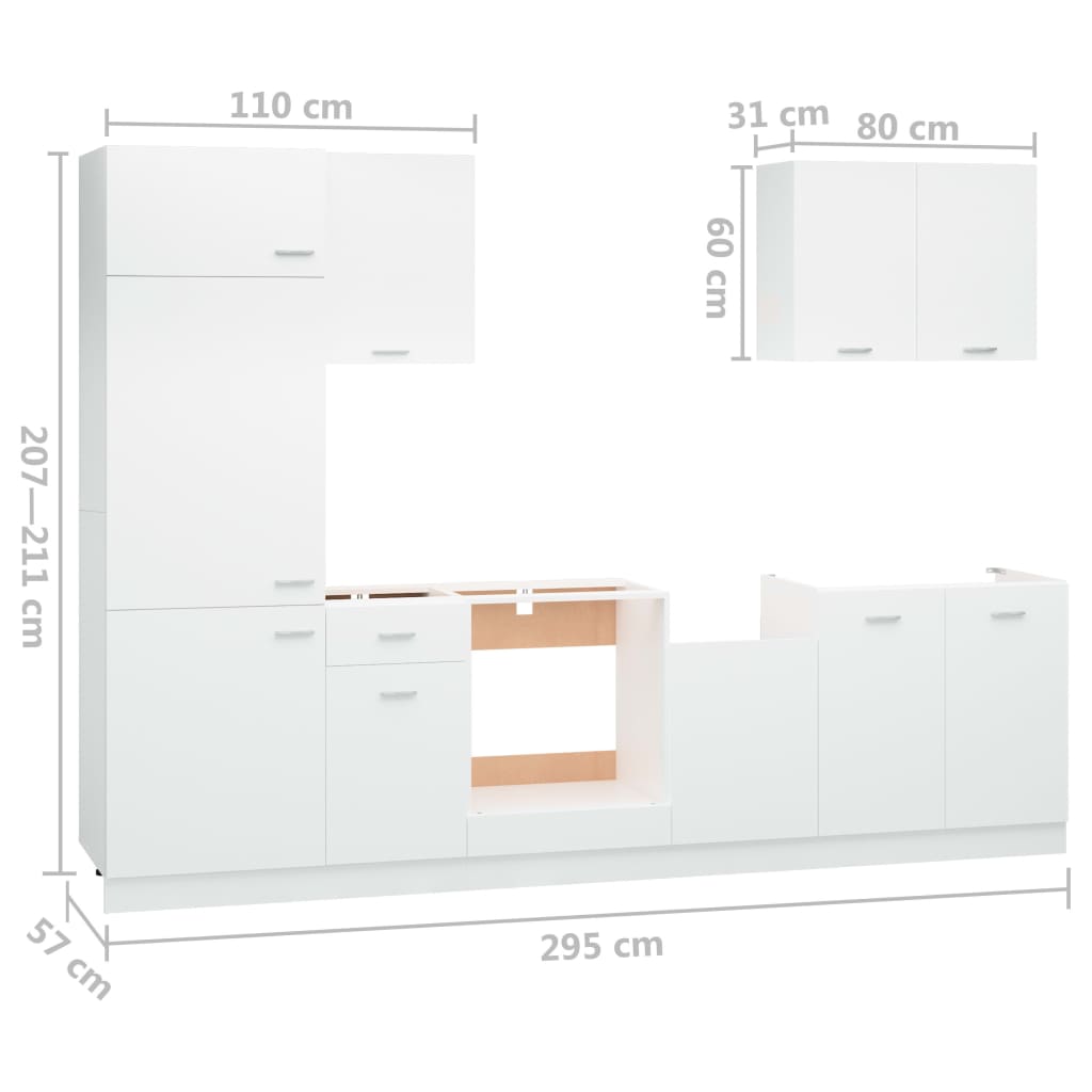 7 Piece Kitchen Cabinet Set Lyon Engineered Wood