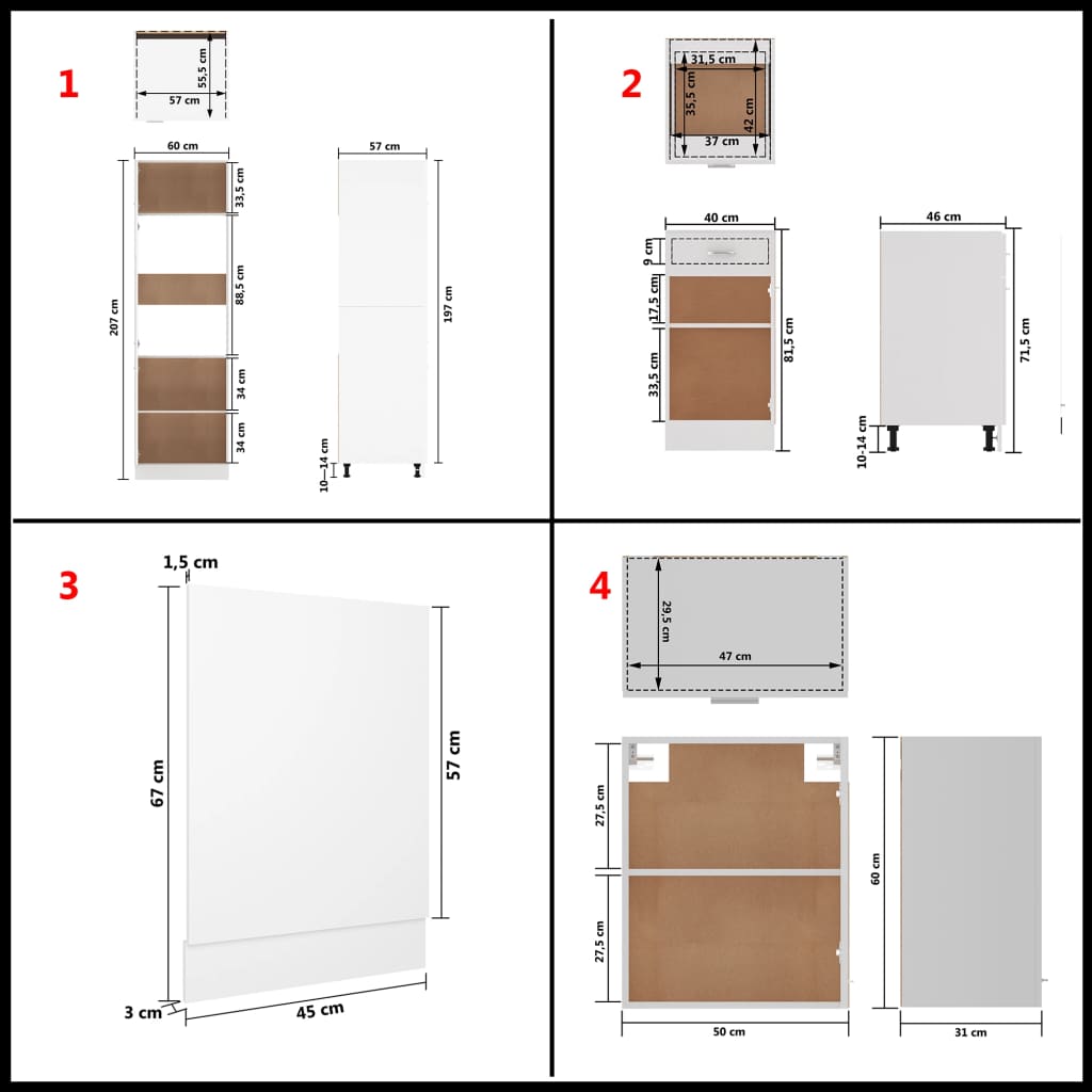 7 Piece Kitchen Cabinet Set Lyon Engineered Wood
