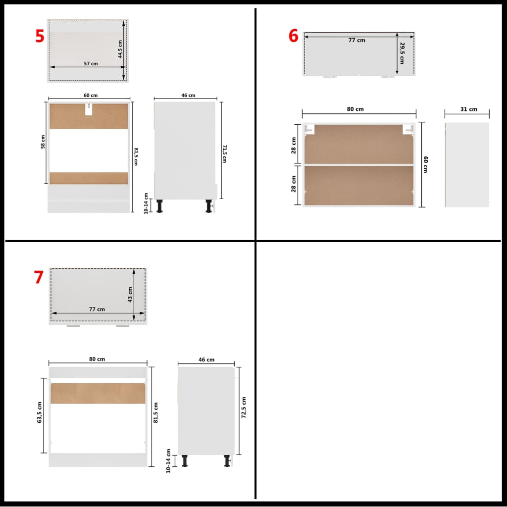 7 Piece Kitchen Cabinet Set Lyon Engineered Wood