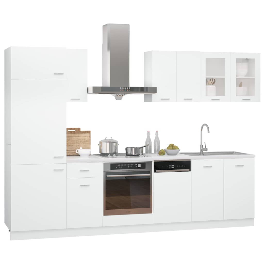Kitchen Cabinets Unit Lyon 8 Pcs Engineered Wood Concrete Grey Artisan Oak White