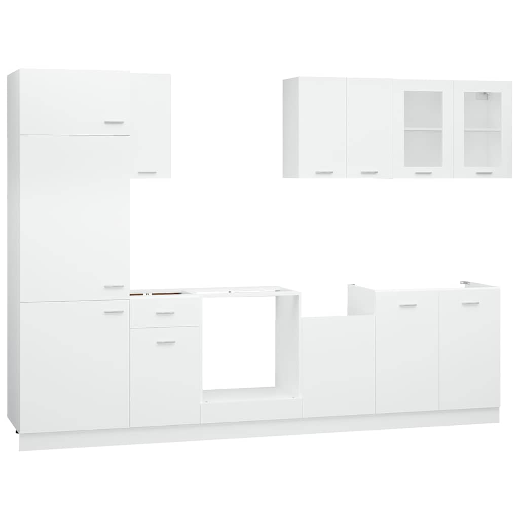 Kitchen Cabinets Unit Lyon 8 Pcs Engineered Wood Concrete Grey Artisan Oak White
