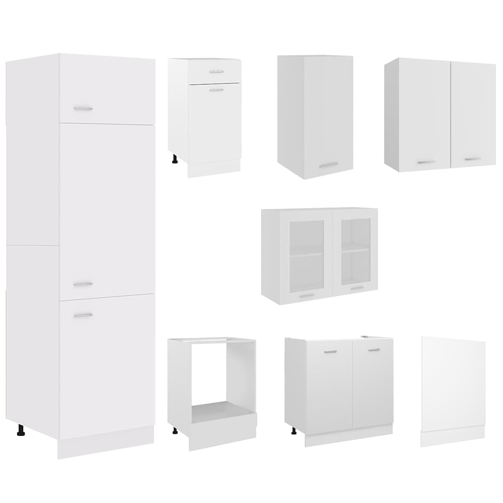 Kitchen Cabinets Unit Lyon 8 Pcs Engineered Wood Concrete Grey Artisan Oak White