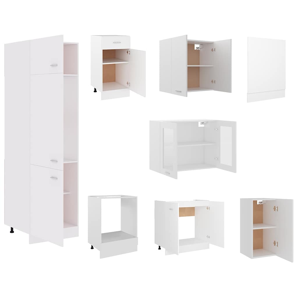 Kitchen Cabinets Unit Lyon 8 Pcs Engineered Wood Concrete Grey Artisan Oak White